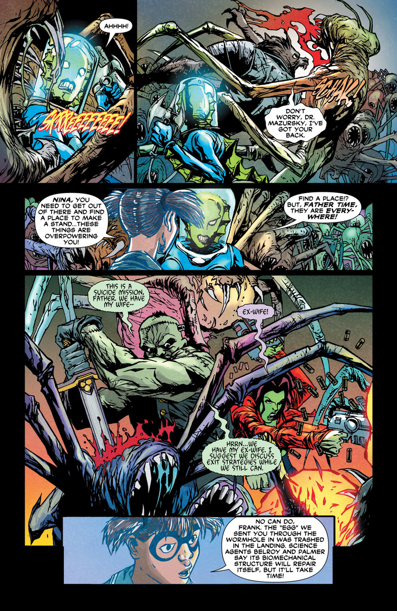 Illustration for article titled In this preview of DC's Frankenstein, a vampire with a machine gun needs no introduction